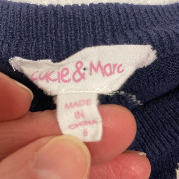 Lucie & Marc navy blue bunny rabbit button down cardigan girls size 6 - Picture 9 of 10
